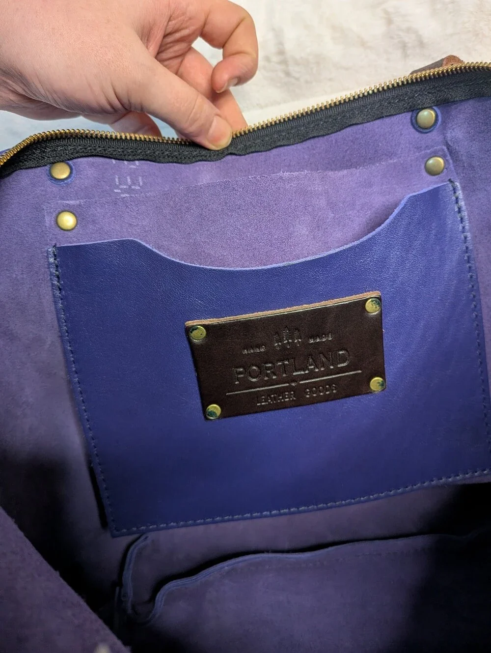 Portland Leather Goods Large Cobalt Blue Zipper Tote Bag